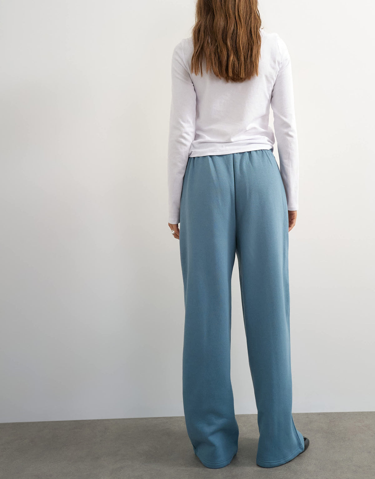 Topshop pintuck straight leg joggers in blue