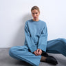 Topshop clean oversized deep cuff sweat in blue