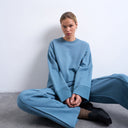 Topshop clean oversized deep cuff sweat in blue