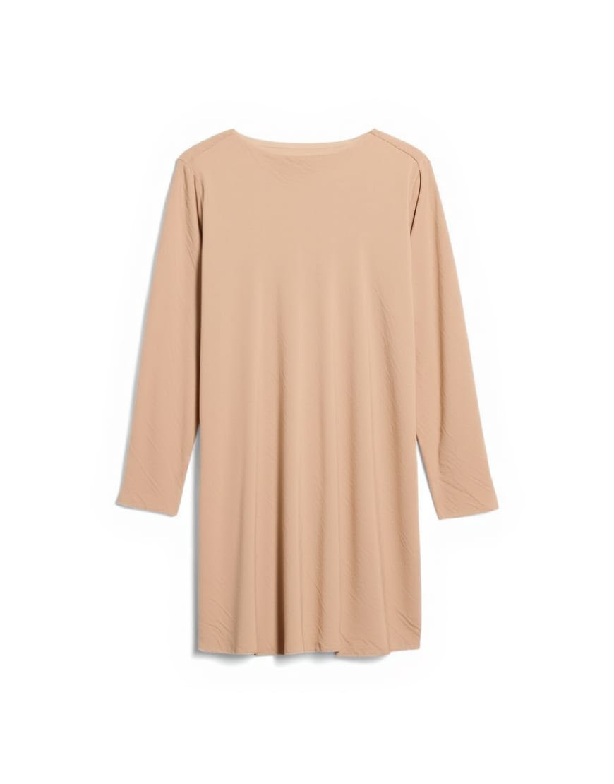 Topshop cowl back long sleeve mini satin in caramel