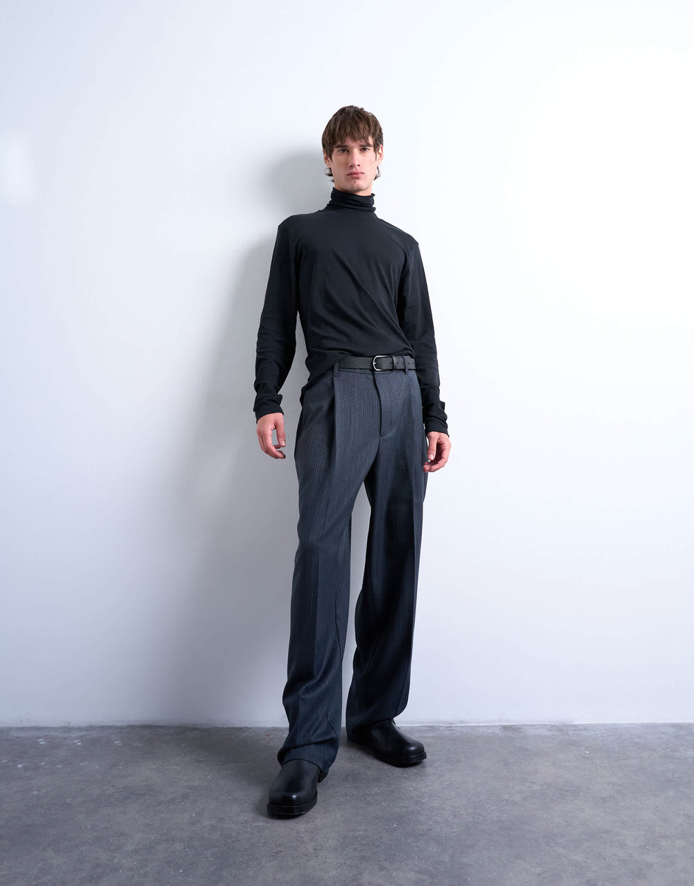 Topman Relaxed Fit Rollkragen-Langarmshirt in Schwarz