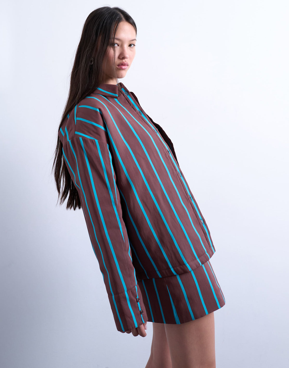 Topshop co-ord quilted oversized stripe shirt