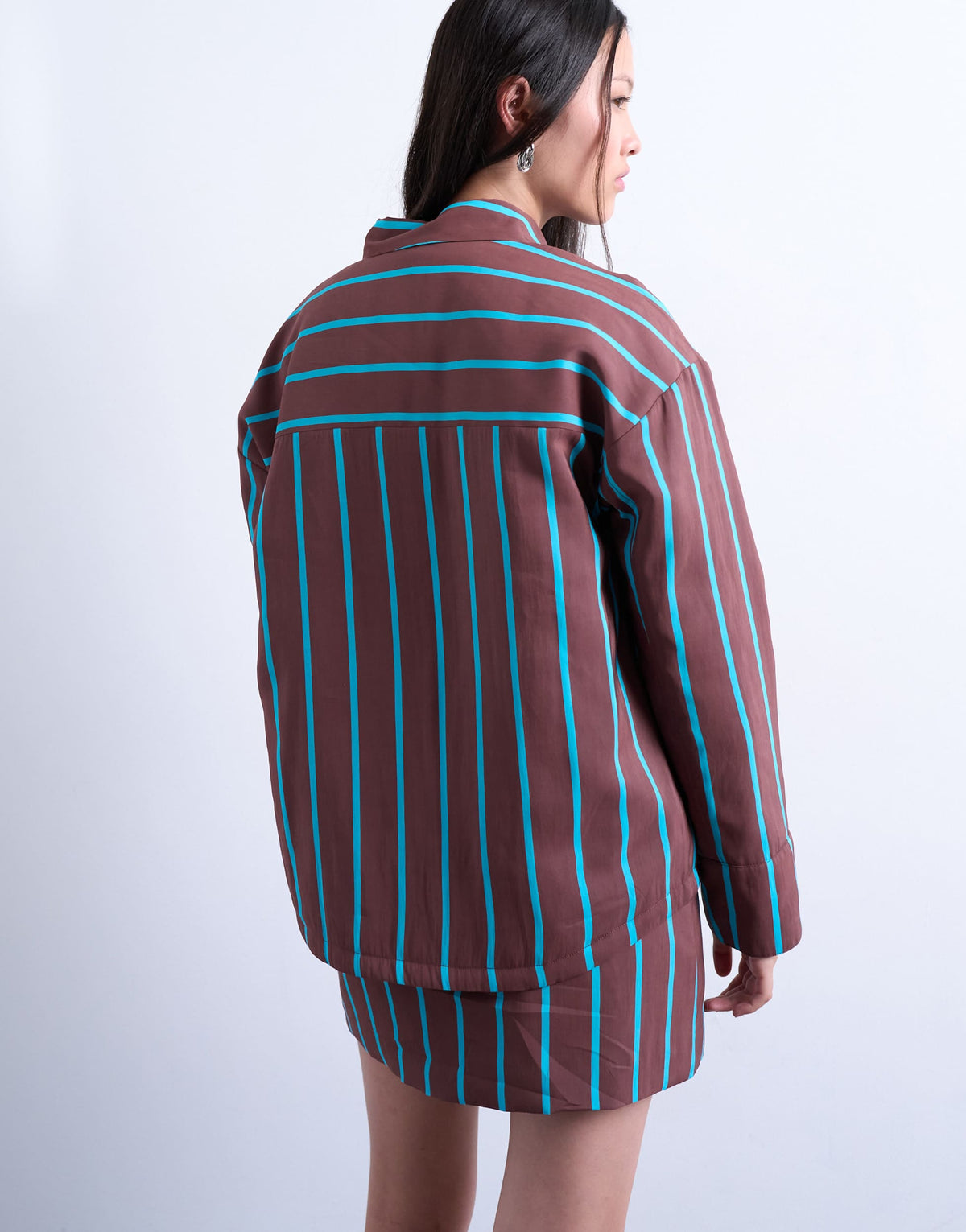 Topshop co-ord quilted oversized stripe shirt