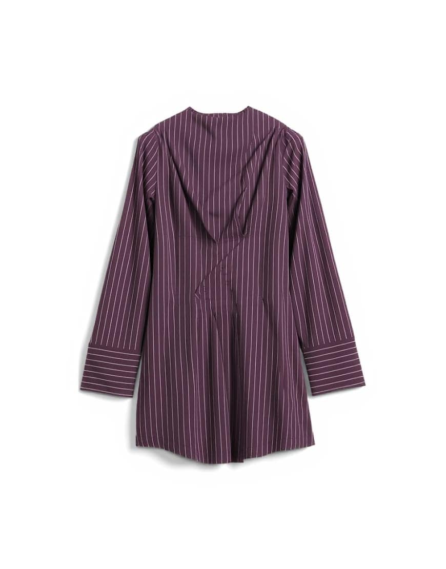 Topshop cut about long sleeve mini dress in burgundy stripe