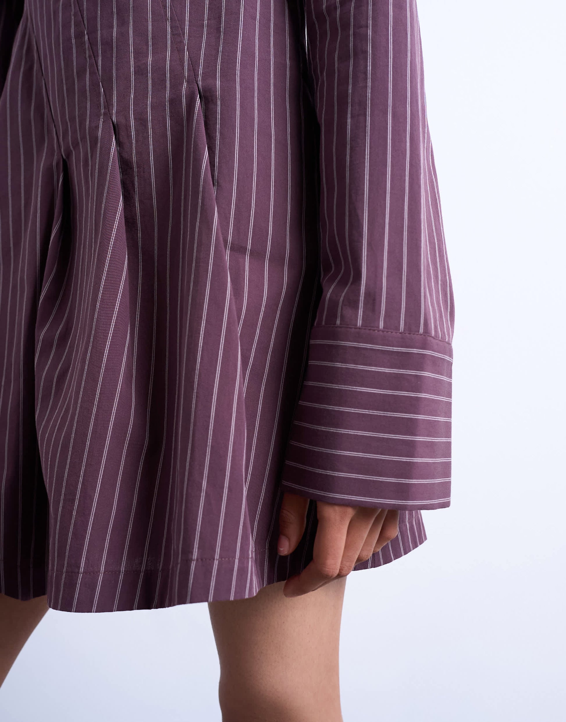 Topshop cut about long sleeve mini dress in burgundy stripe