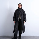 Topshop funnel neck longline belted puffer jacket in black
