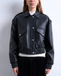 Topshop faux bubble leather 80s bomber jacket in black