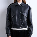 Topshop faux bubble leather 80s bomber jacket in black