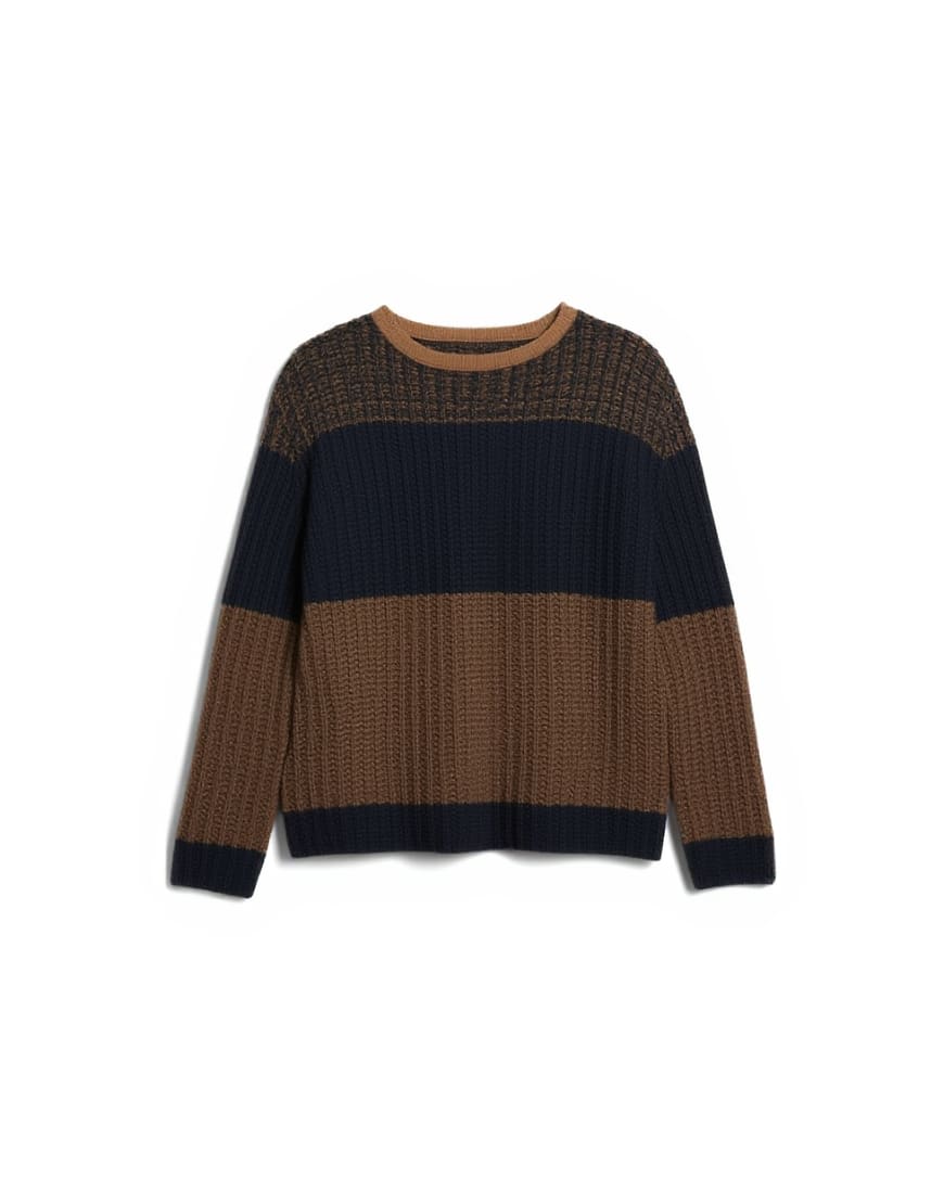 Topman oversized fit colour block stripe jumper in brown