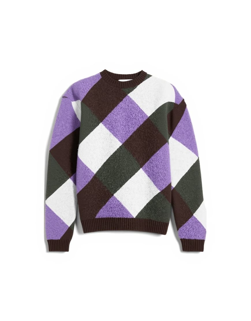 Topman relaxed fit knitted jumper with diamond design in brown