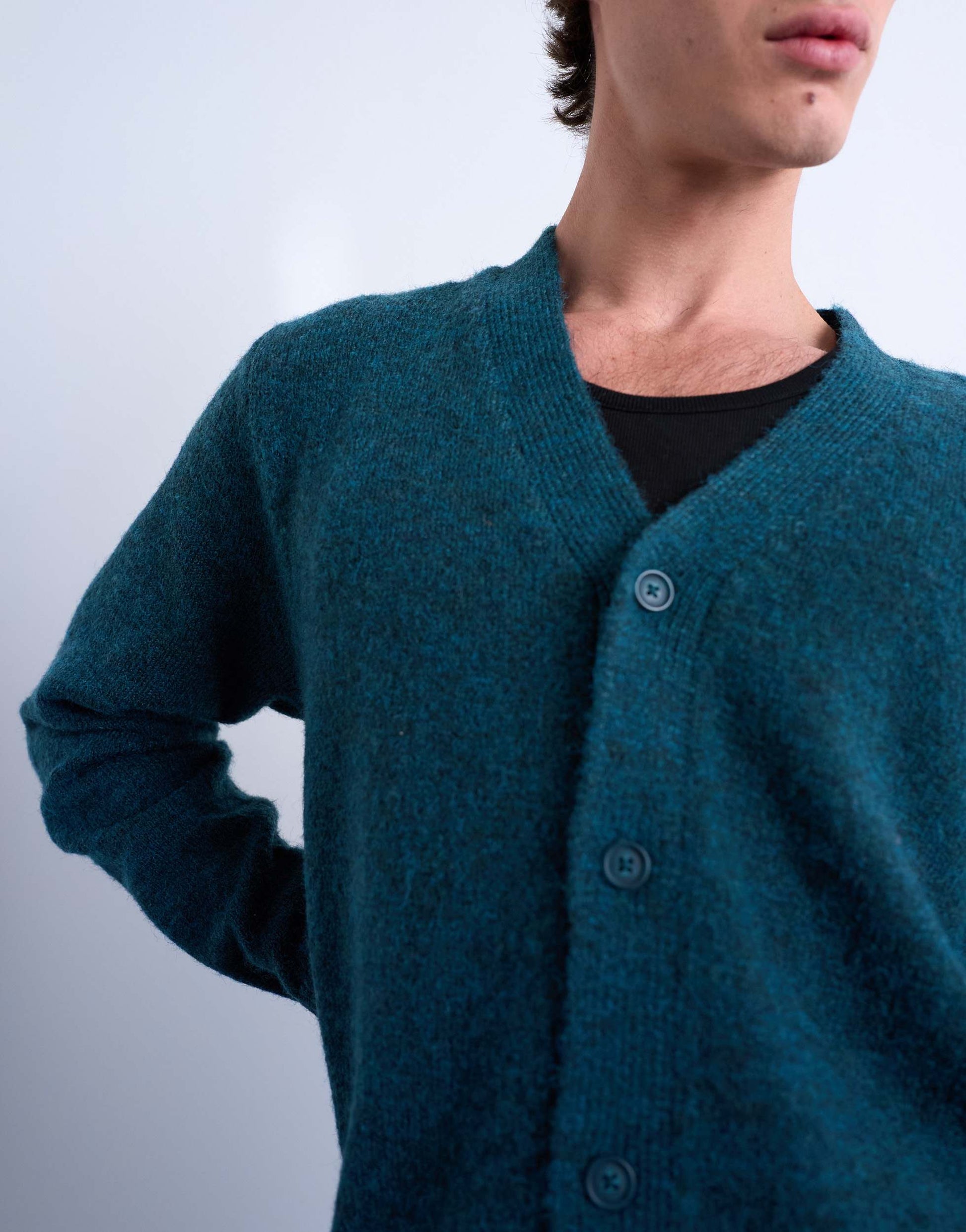 Topman oversized v neck cardigan in dark green