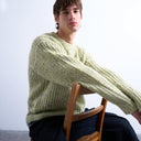 Topman relaxed fit knitted jumper with nep in green