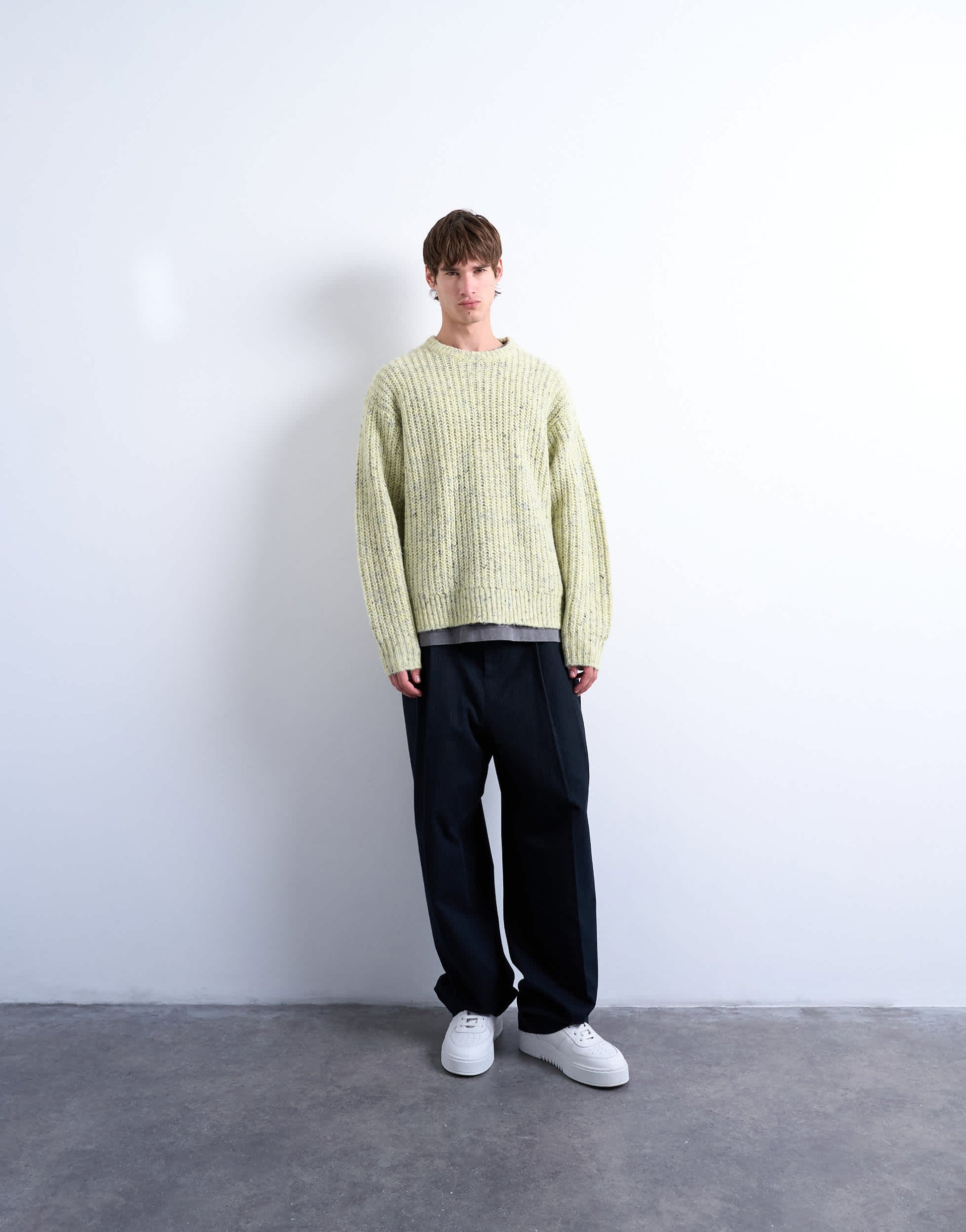 Topman relaxed fit knitted jumper with nep in green