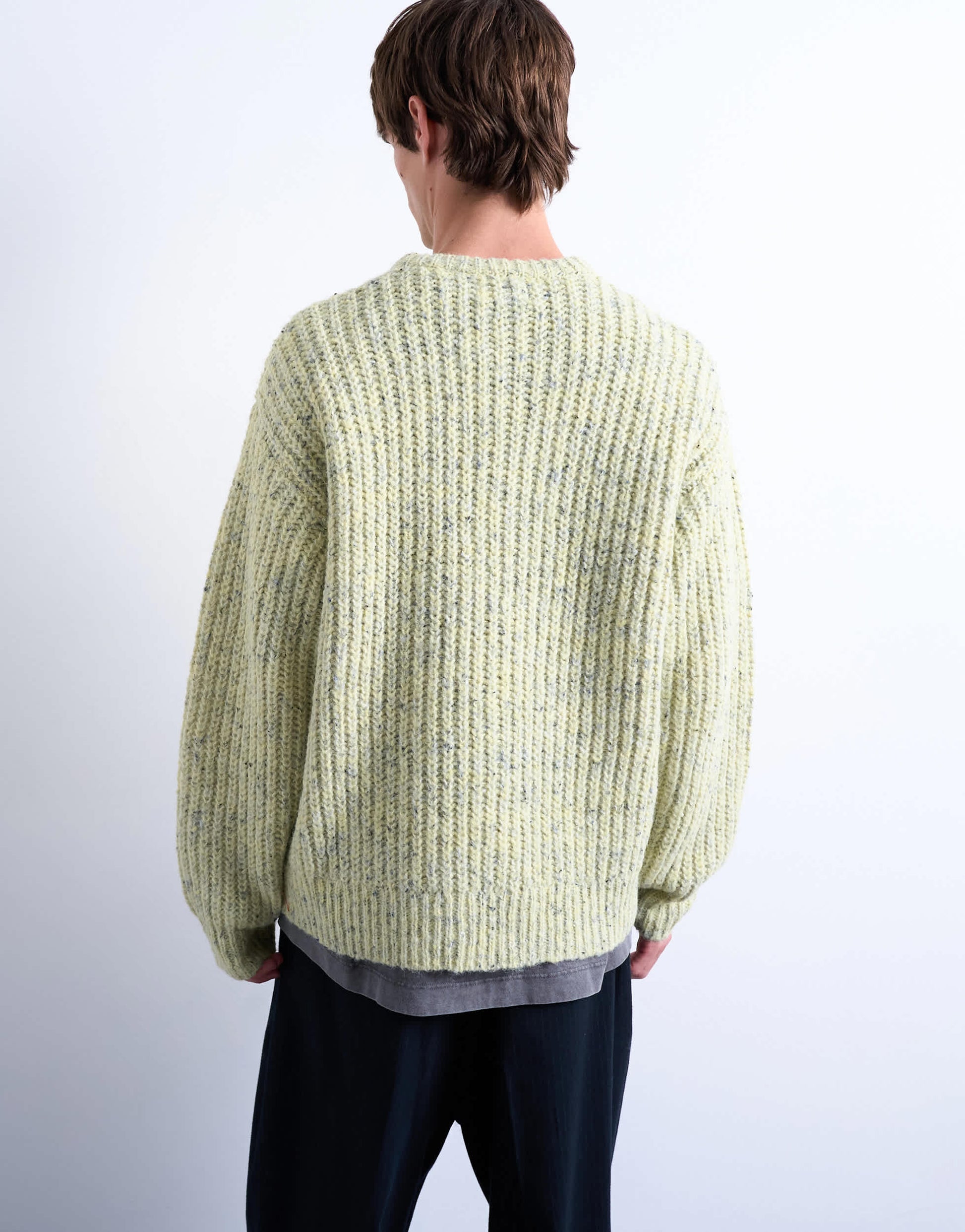 Topman relaxed fit knitted jumper with nep in green