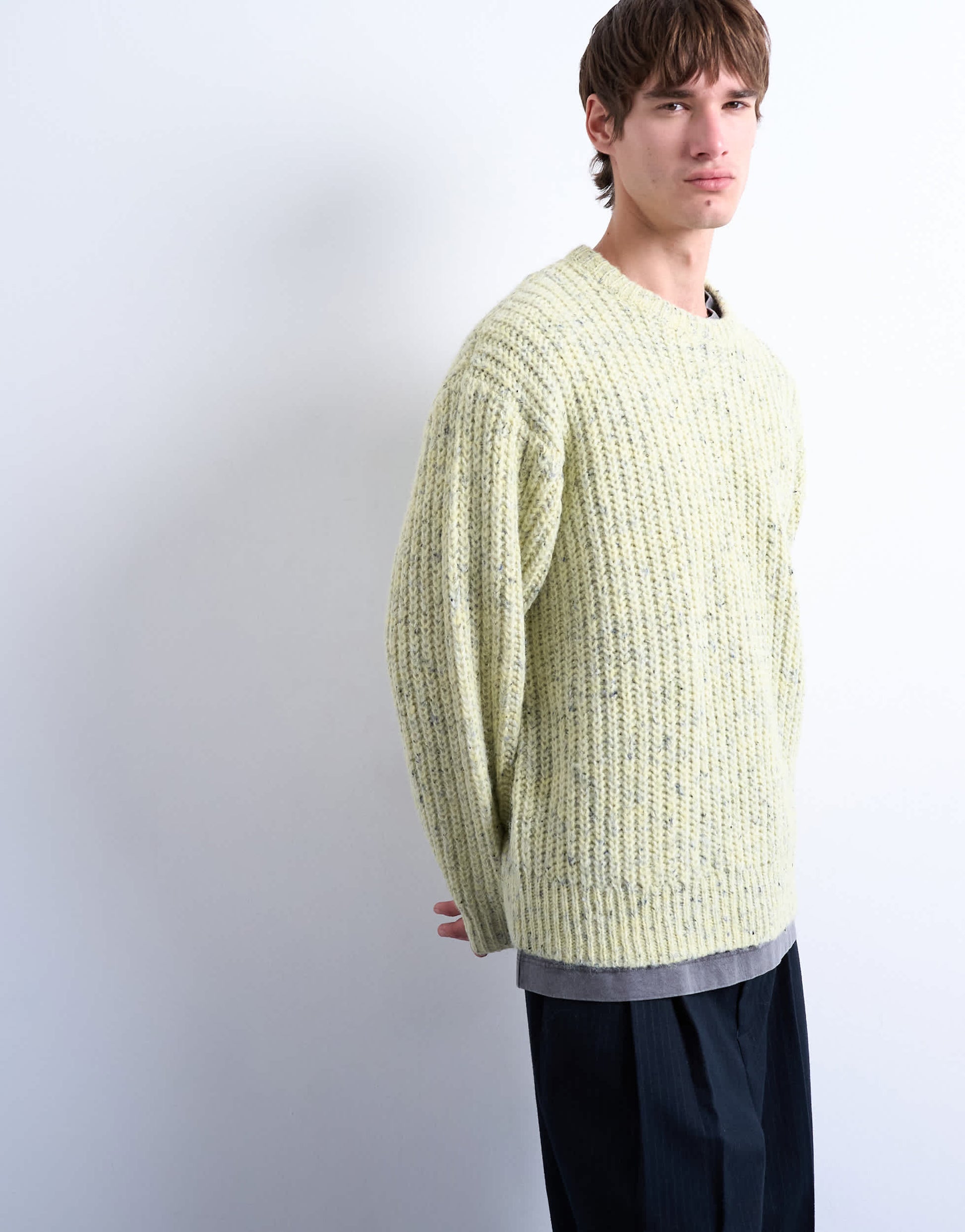Topman relaxed fit knitted jumper with nep in green