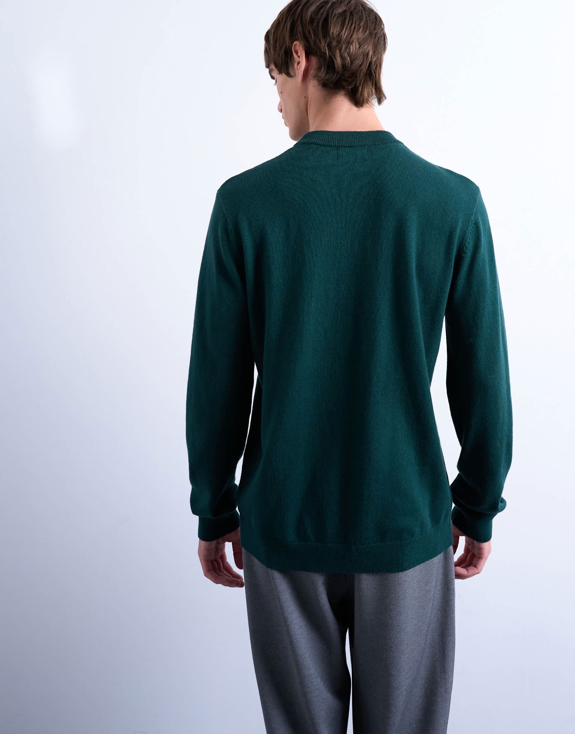 Topman essential knitted crew neck in dark green