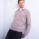 Topman essential knitted button polo in dusty mauve