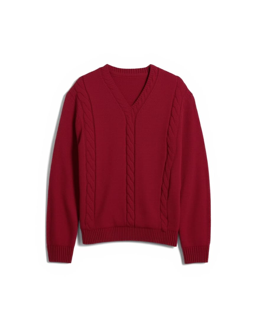 Topman relaxed fit v neck cable jumper in red