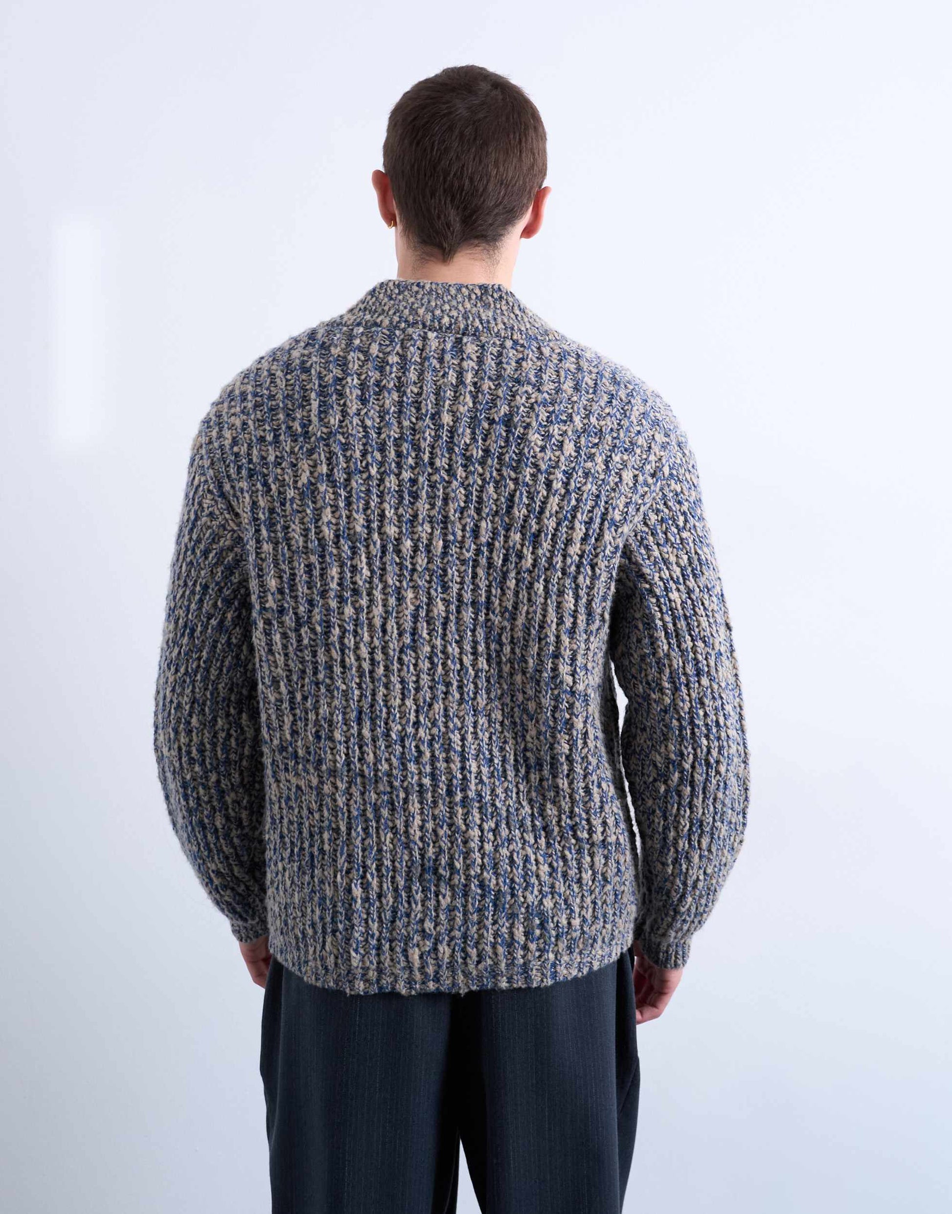 Topman relaxed fit chunky twist cardigan in navy