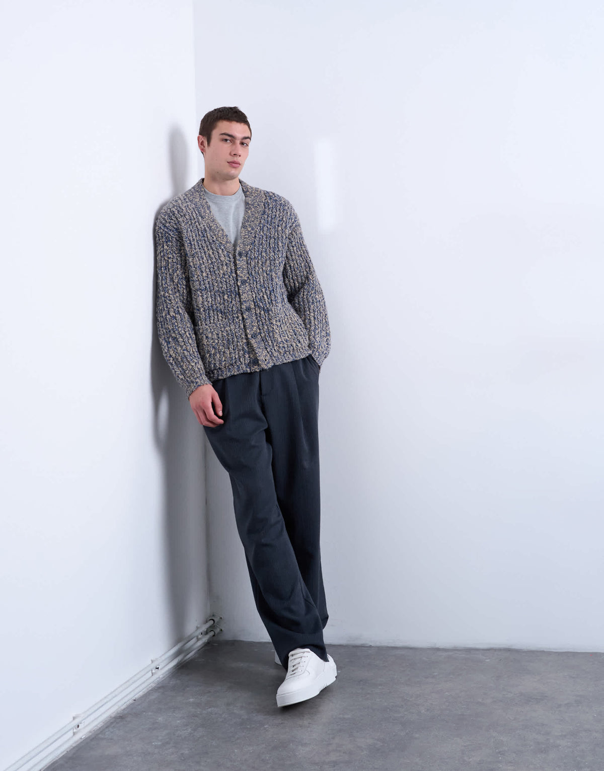 Topman relaxed fit chunky twist cardigan in navy