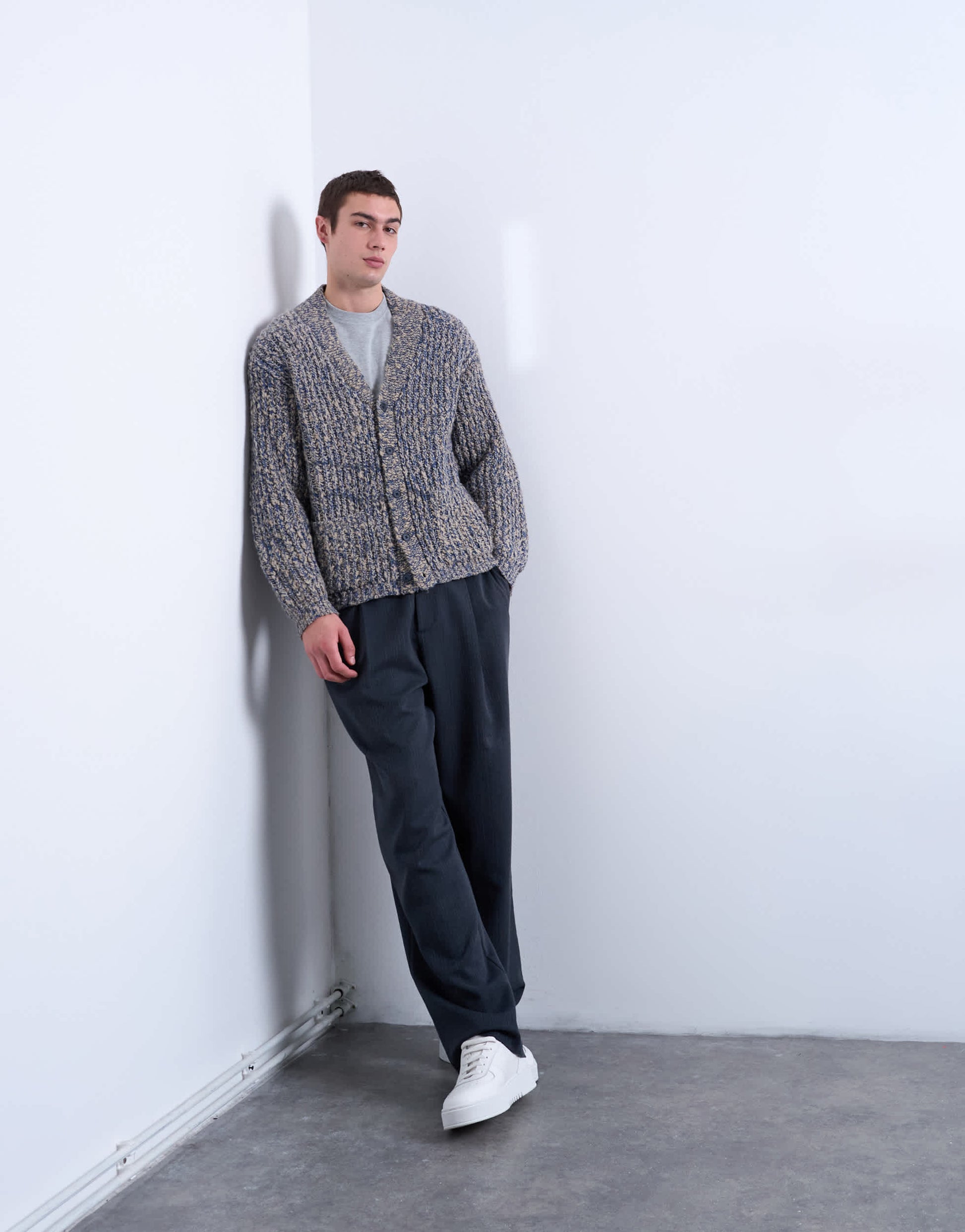 Topman relaxed fit chunky twist cardigan in navy