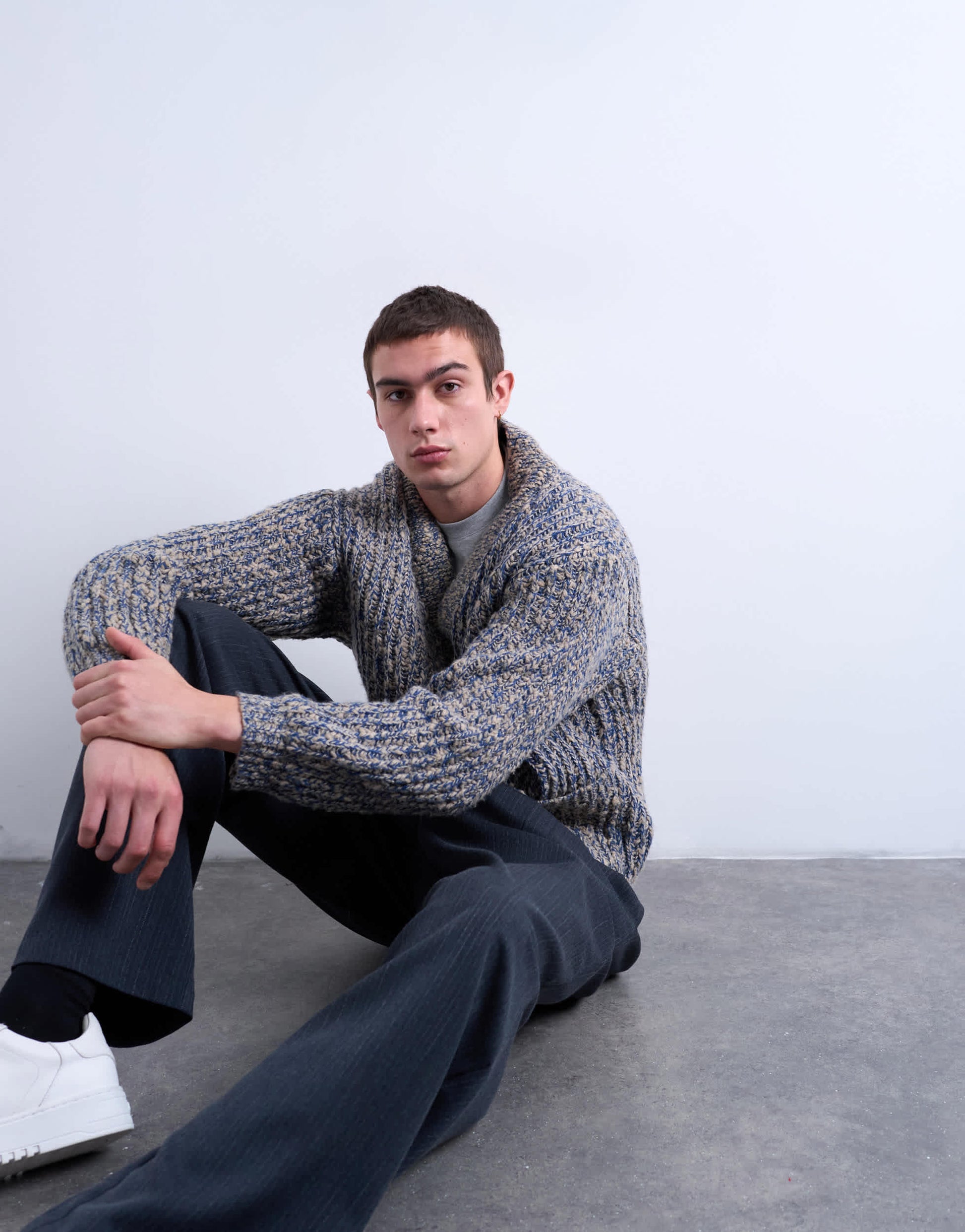 Topman relaxed fit chunky twist cardigan in navy