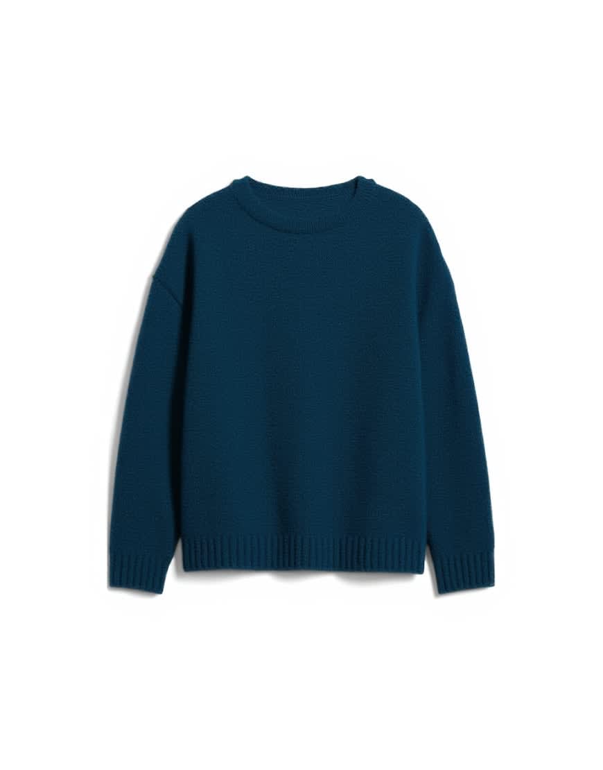 Topman loose knit crew jumper in dark blue