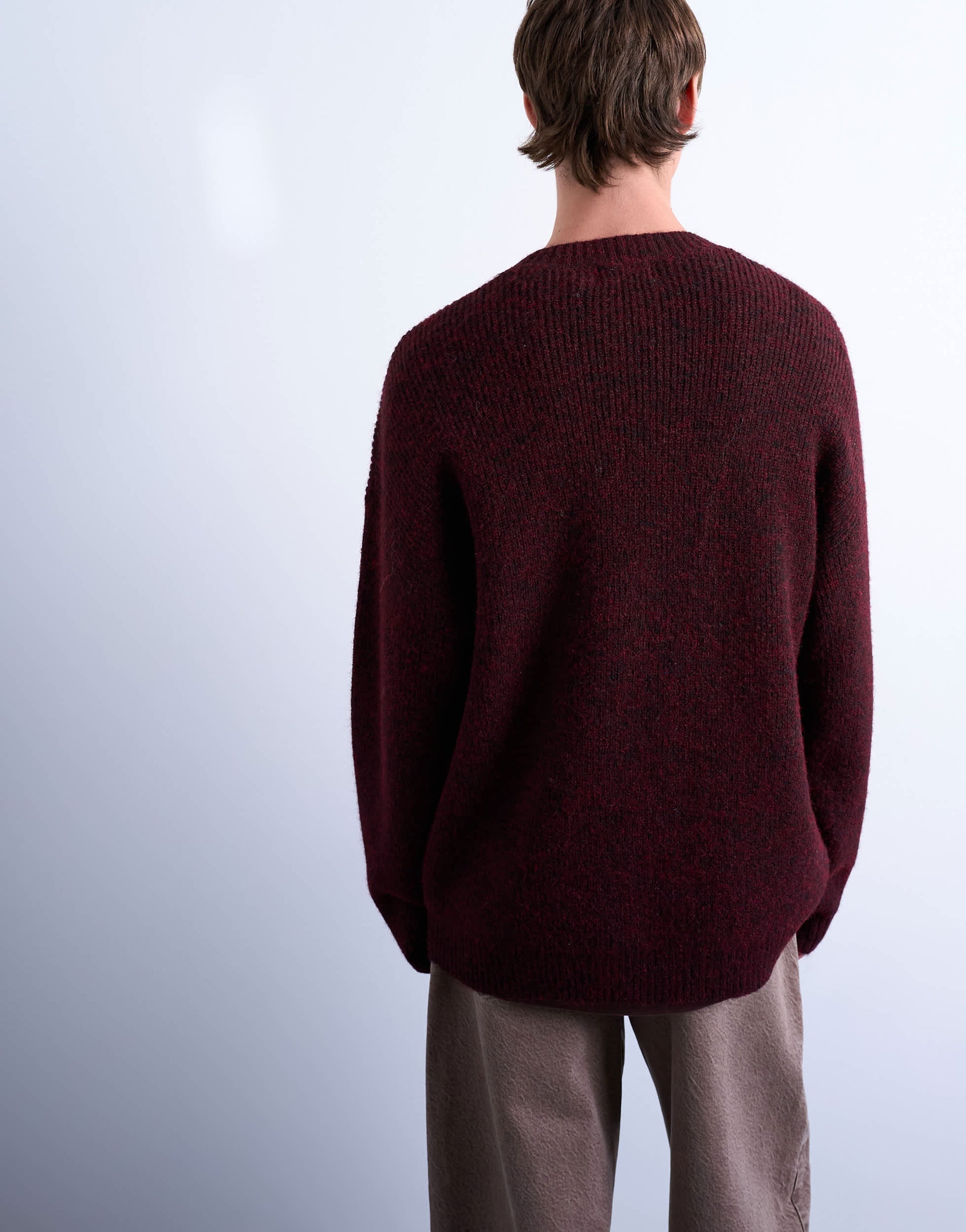 Topman oversized fit crew jumper in burgundy