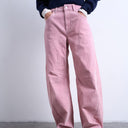 Topshop co ord velvet barrel leg seam detail trouser in pink