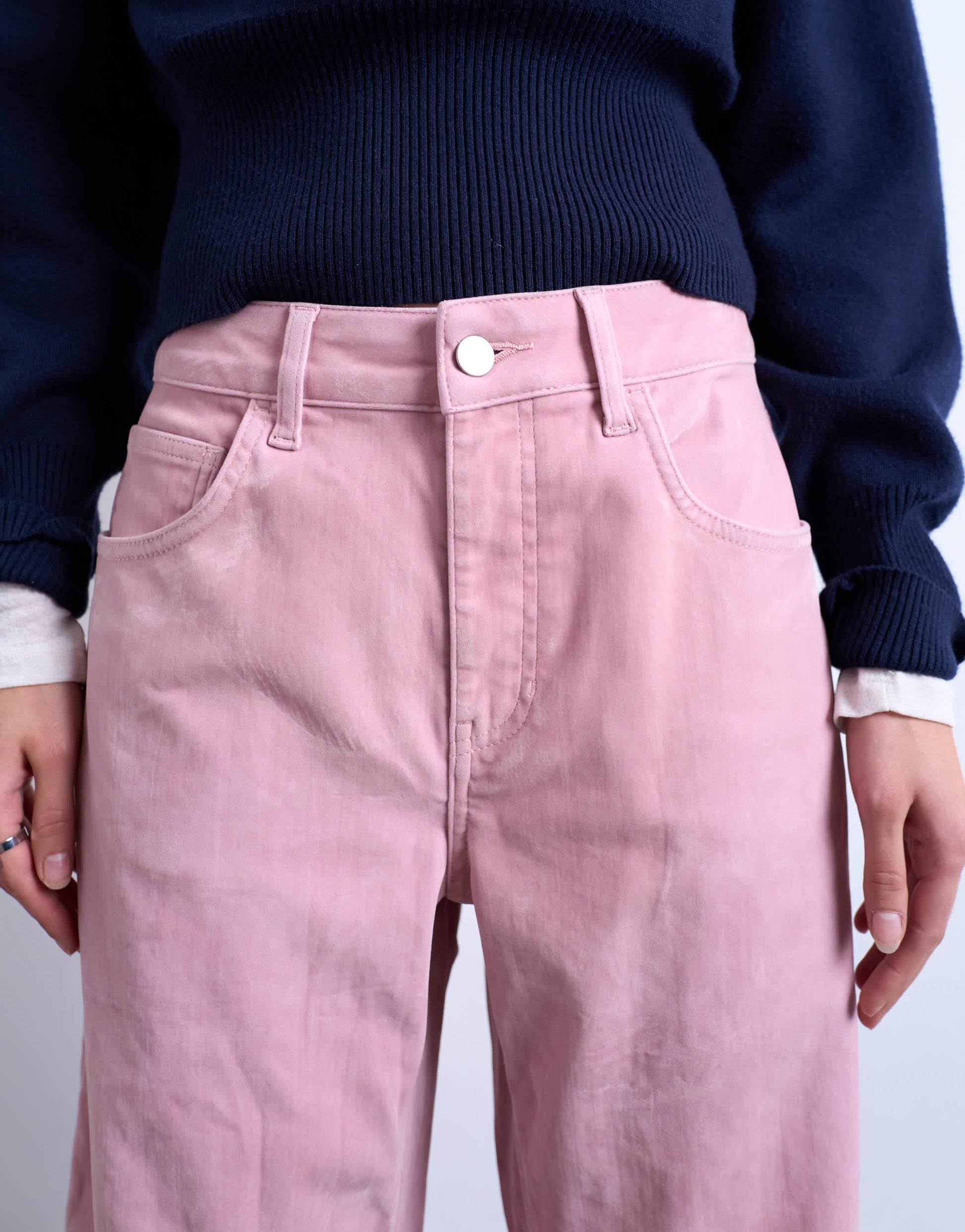 Topshop co ord velvet barrel leg seam detail trouser in pink
