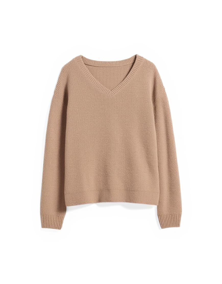 Topman oversized fit v neck jumper in stone