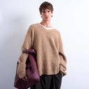 Topman oversized fit v neck jumper in stone