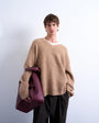 Topman oversized fit v neck jumper in stone