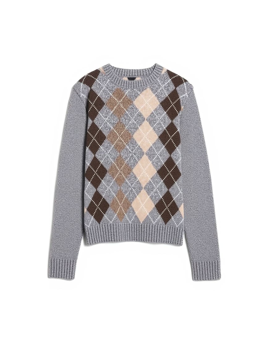 Topman argyle knit crew in brown