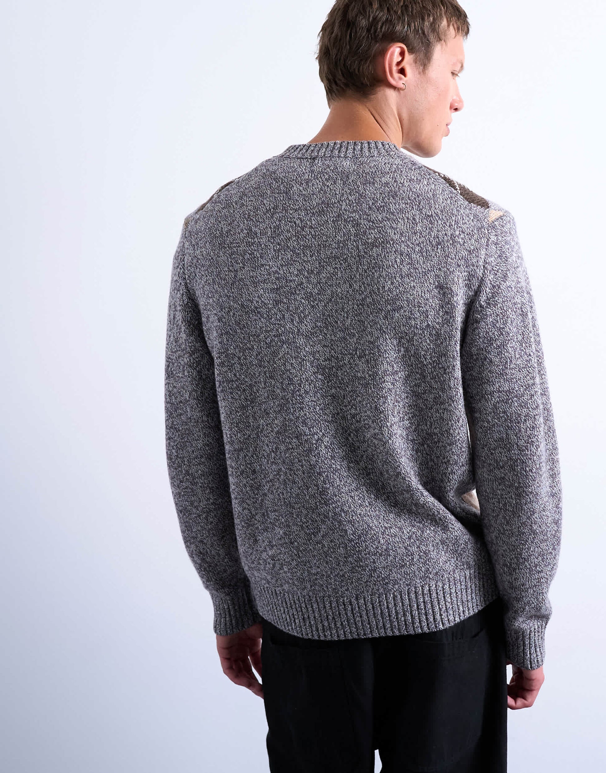 Topman argyle knit crew in brown