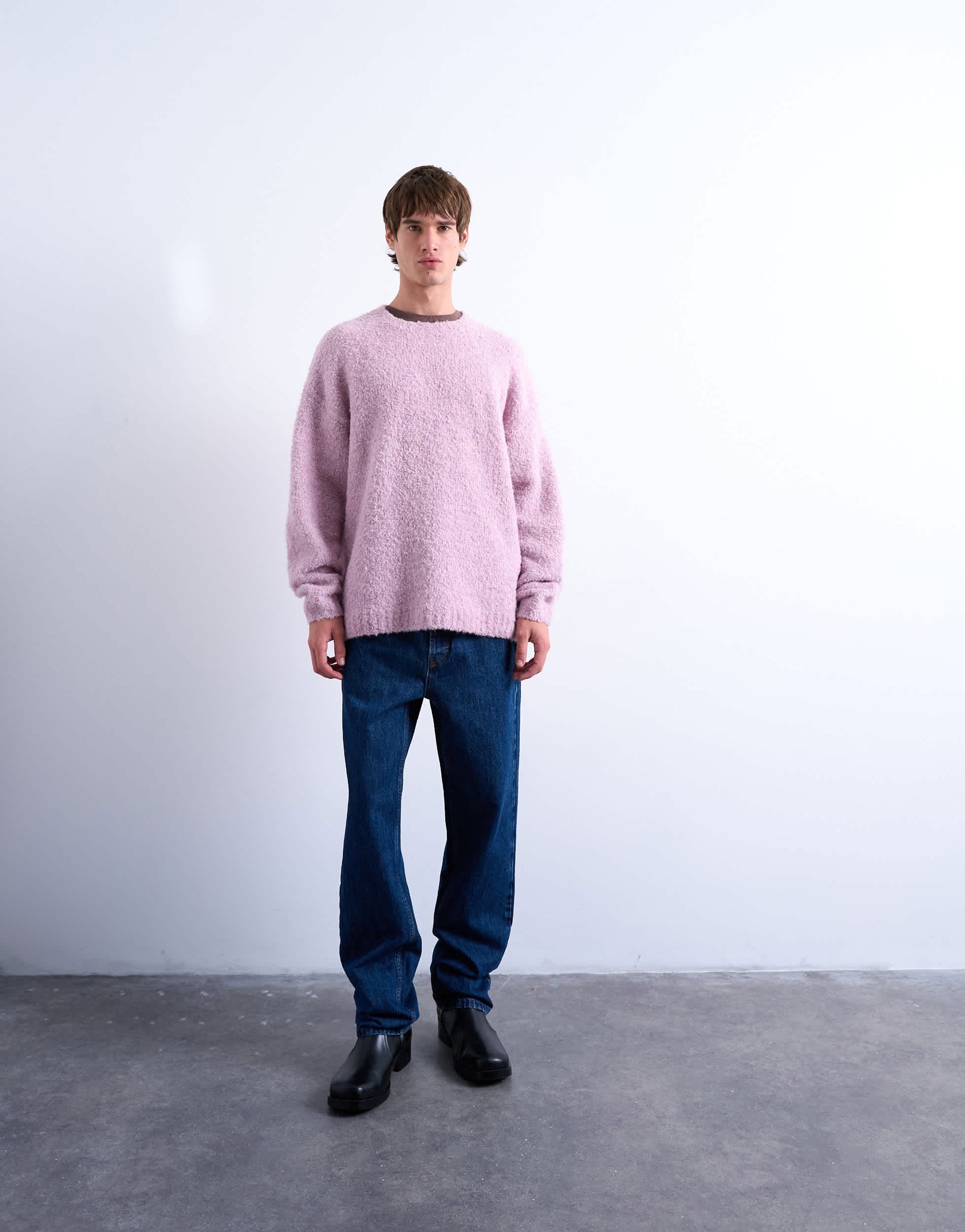 Topman relaxed fit boucle jumper in lilac