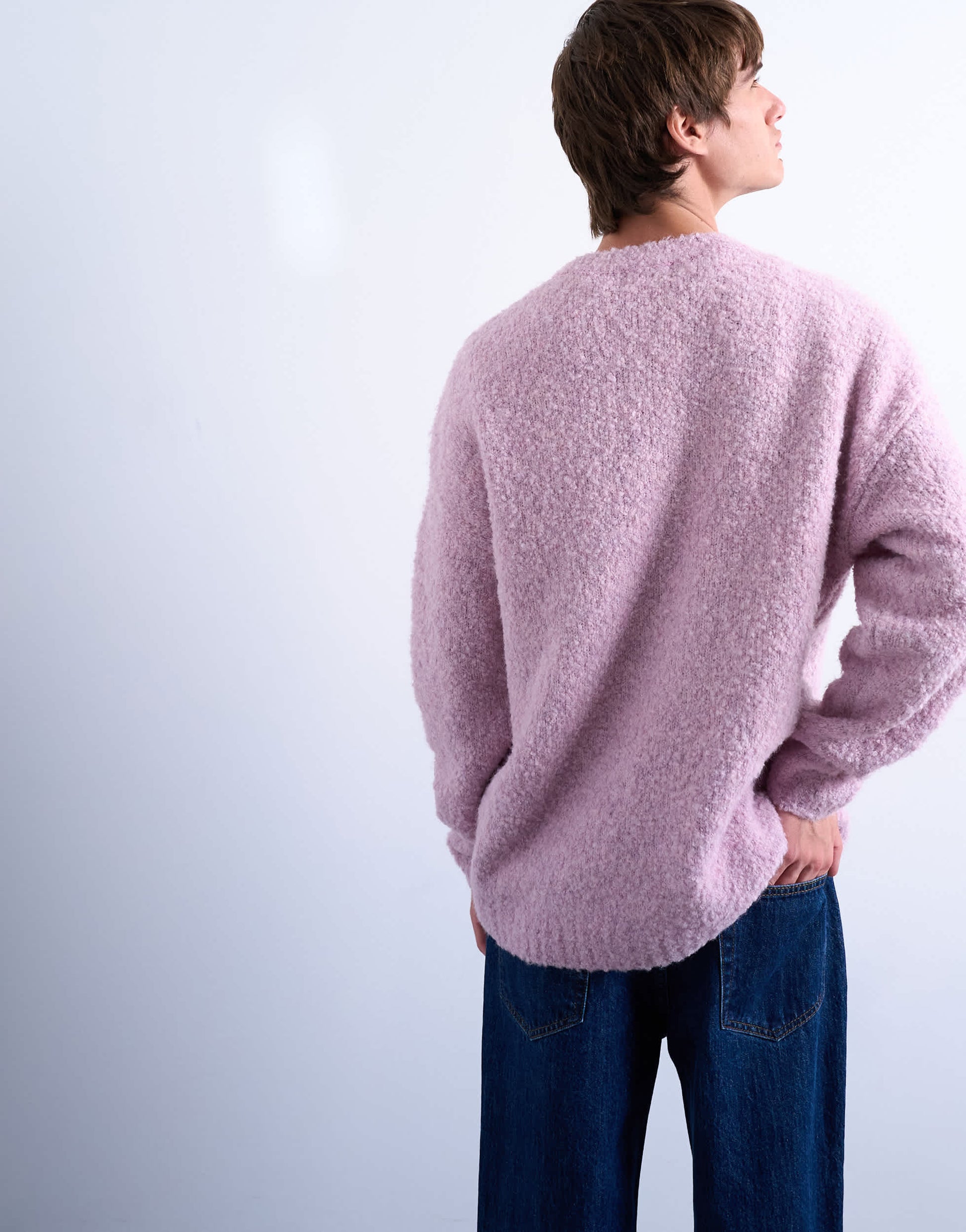 Topman relaxed fit boucle jumper in lilac