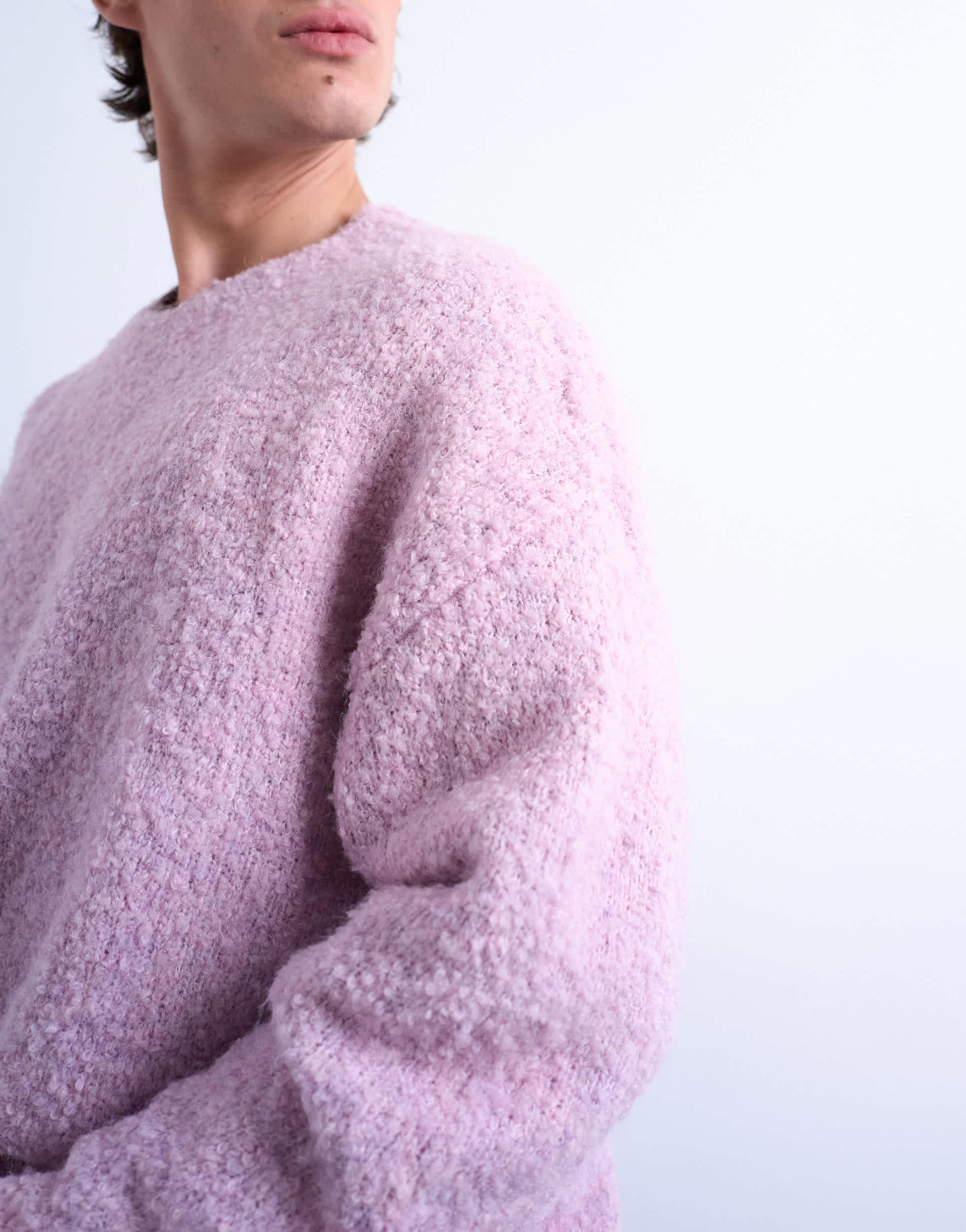 Topman relaxed fit boucle jumper in lilac