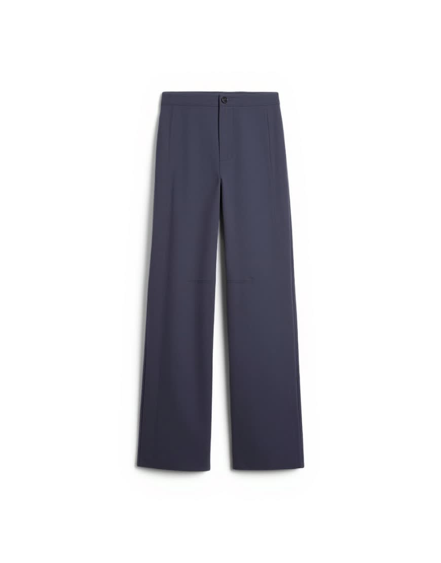 Topshop faux suede wide leg trouser with seam detail in slate