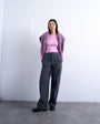 Topshop faux suede wide leg trouser with seam detail in slate