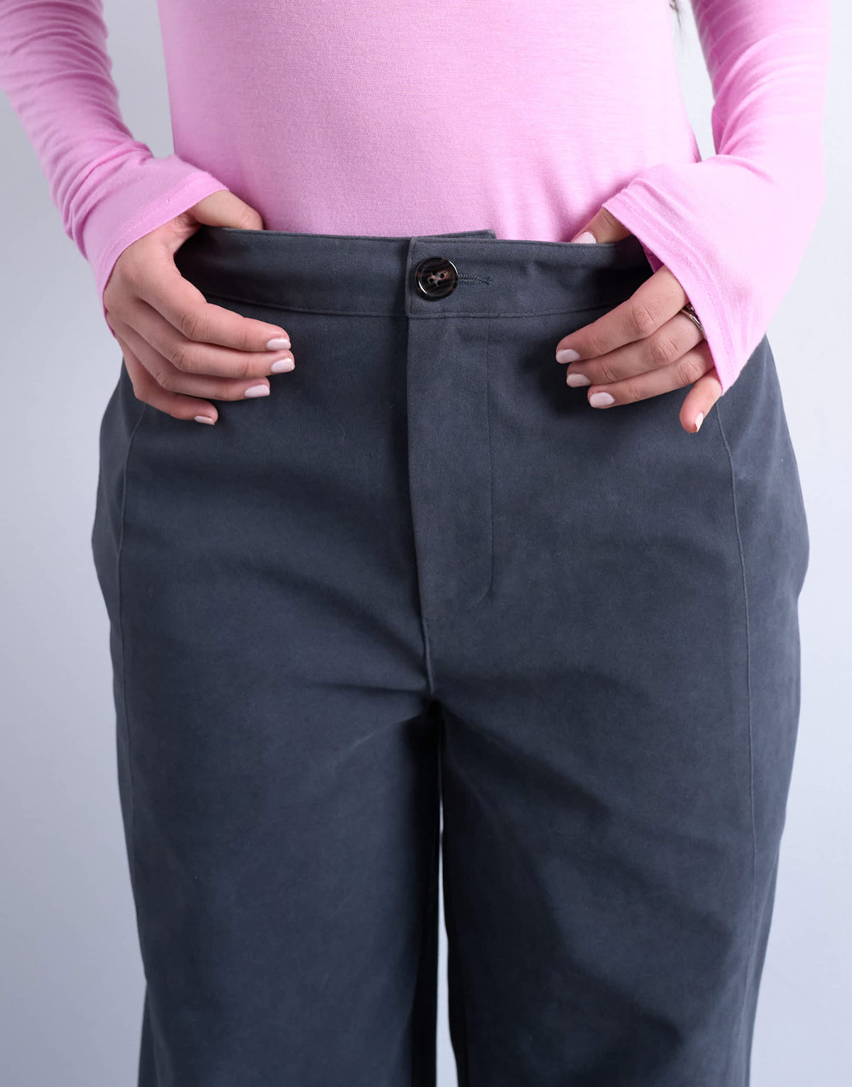 Topshop faux suede wide leg trouser with seam detail in slate