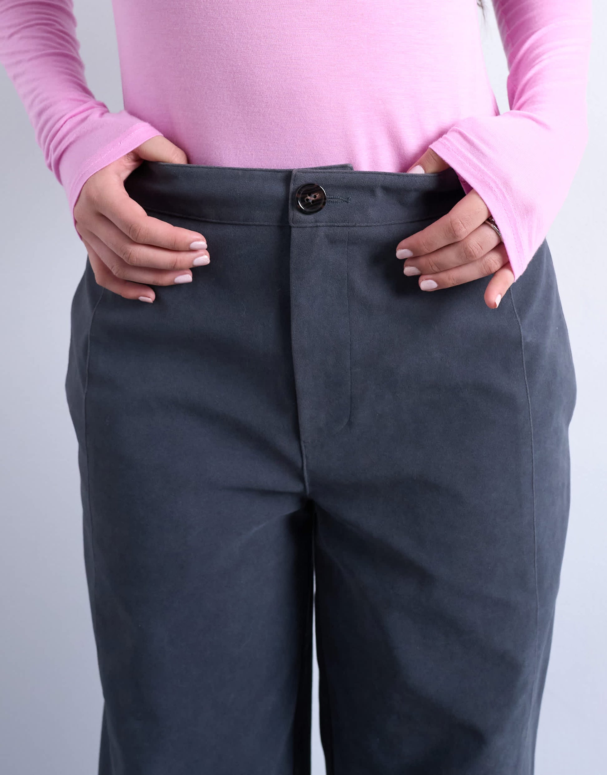 Topshop faux suede wide leg trouser with seam detail in slate