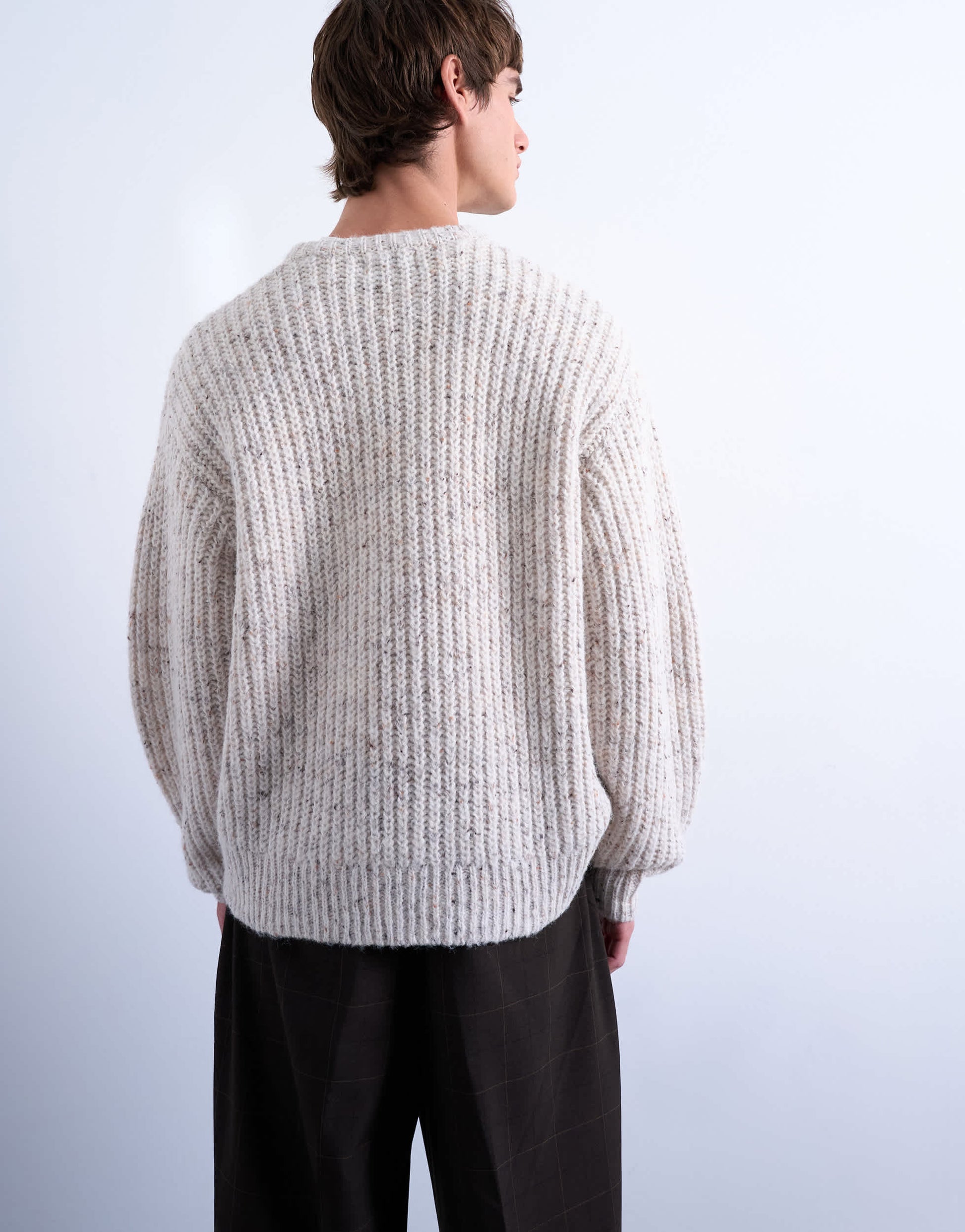 Topman relaxed fit knitted jumper with nep in ecru