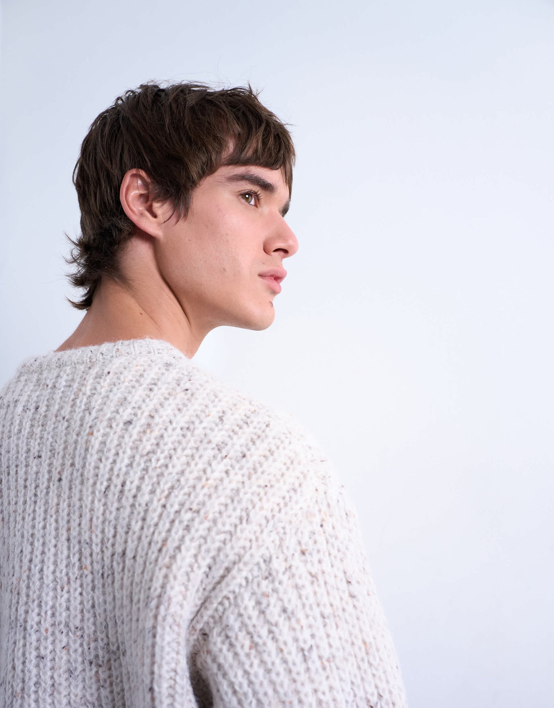 Topman relaxed fit knitted jumper with nep in ecru