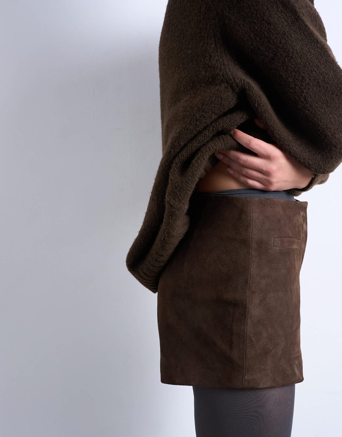 Topshop co ord real suede mini shorts in chocolate