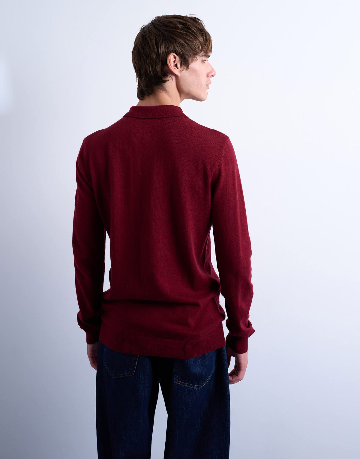 Topman essential knitted zip polo in burgundy
