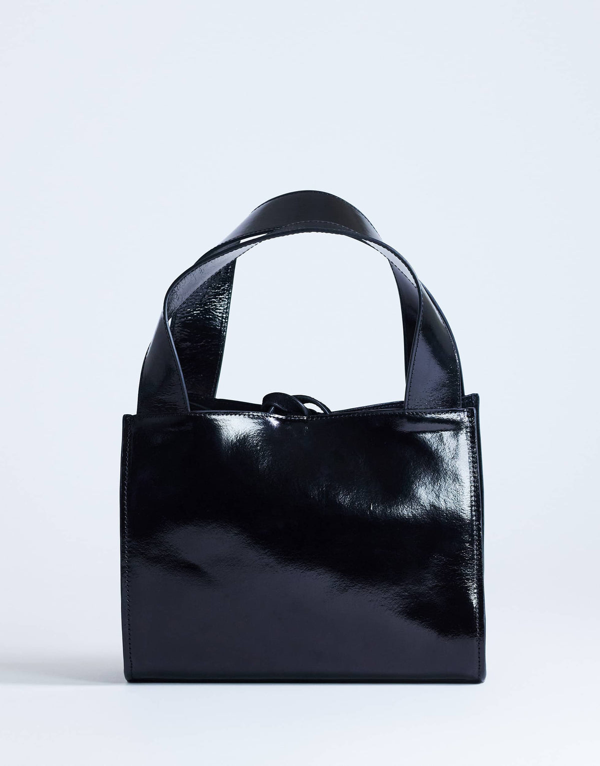 Topshop Sandy small real suede and leather grab bag with tie fastening in black