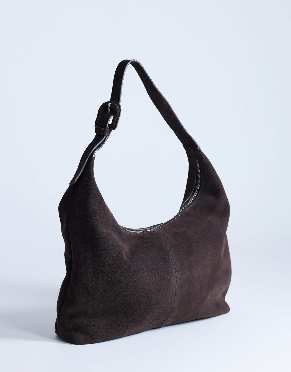 Topshop Shayla real suede shoulder bag in chocolate