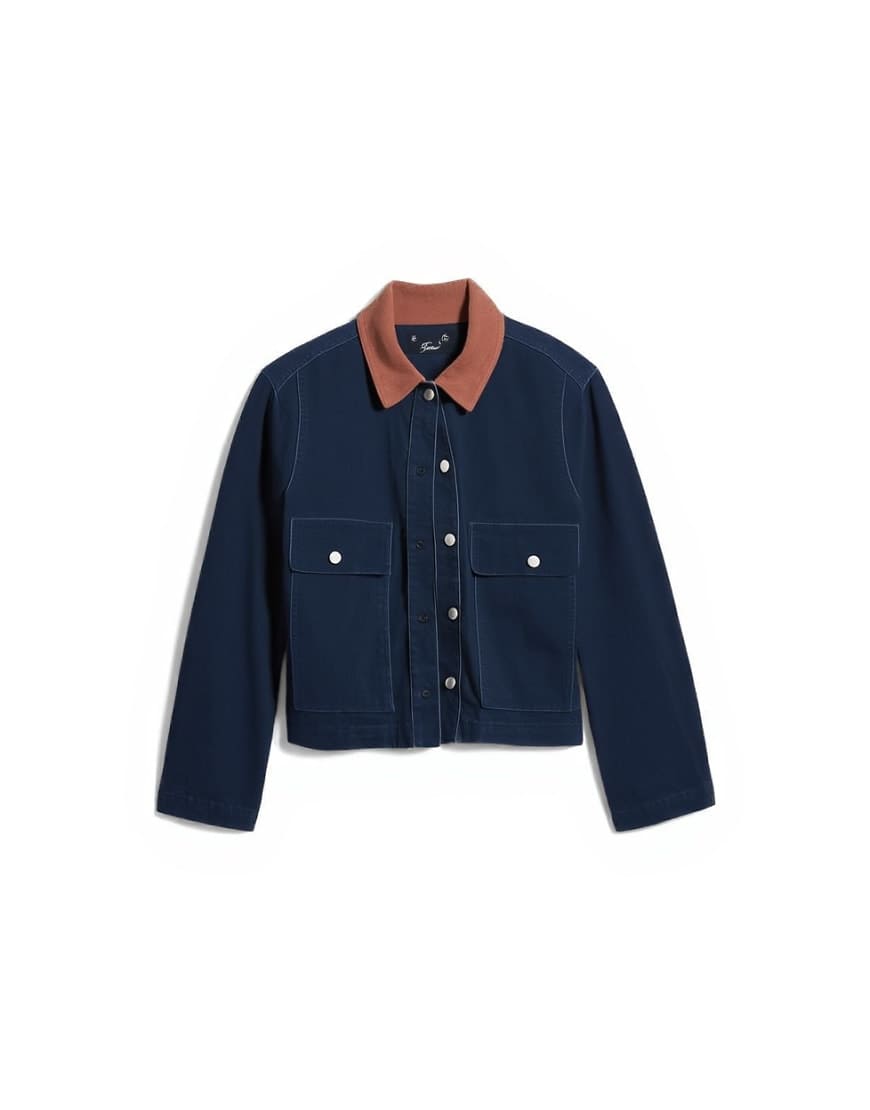 Topshop cut cord jacket with contrast cord collar in navy
