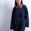 Topshop cut cord jacket with contrast cord collar in navy